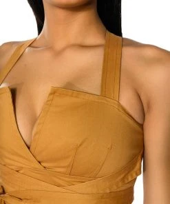 LONDYN CROSS BACK WRAP TANK TOP -akira shop londyn cross back wrap tank top camel 7 7