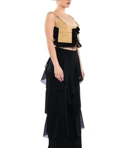 LOREN RUFFLE DETAILED PANTS -akira shop loren ruffle detailed pants black 4 4