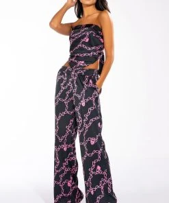 LOVE LOCK TIE BACK BLOUSE -akira shop love lock tie back blouse black multi 3 3