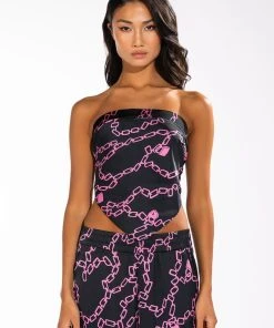 LOVE LOCK TIE BACK BLOUSE -akira shop love lock tie back blouse black multi 4 4