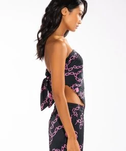 LOVE LOCK TIE BACK BLOUSE -akira shop love lock tie back blouse black multi 5 5