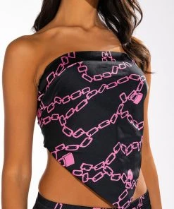 LOVE LOCK TIE BACK BLOUSE -akira shop love lock tie back blouse black multi 7 7