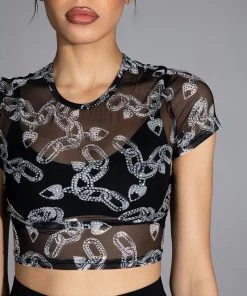 LOVE ON LOCKDOWN MESH TOP -akira shop love on lockdown mesh top black silver 8 8