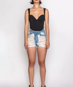 LOVE YOU TO PIECES DENIM SHORT 21 LOVE YOU TO PIECES DENIM SHORT -akira shop love you to pieces denim short light blue denim 10 10