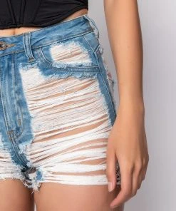 LOVE YOU TO PIECES DENIM SHORT 20 LOVE YOU TO PIECES DENIM SHORT -akira shop love you to pieces denim short light blue denim 9 9