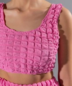 LUCY TEXTURED CROP TANK TOP -akira shop lucy textured crop tank top pink 8 8