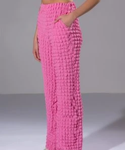 LUCY TEXTURED WIDE LEG PANT -akira shop lucy textured wide leg pant pink 2 2