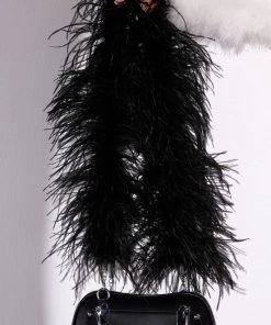 LUXE OSTRICH FEATHER PURSE STRAP 9 LUXE OSTRICH FEATHER PURSE STRAP -akira shop luxe ostrich feather purse strap black 2 2