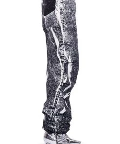 MACY FAUX DENIM LOOK PARACHUTE PANT -akira shop macy faux denim look parachute pant black 10 10