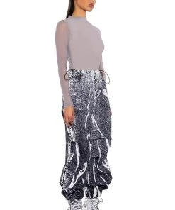 MACY FAUX DENIM LOOK PARACHUTE PANT -akira shop macy faux denim look parachute pant black 7 7