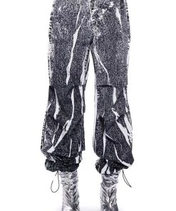 MACY FAUX DENIM LOOK PARACHUTE PANT -akira shop macy faux denim look parachute pant black 9 9