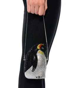 MARCH OF THE PENGUIN BLING RHINESTONE CLUTCH -akira shop march of the penguin bling rhinestone clutch black multi 1 1