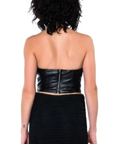 MELINDA FEATHER DETAIL TOP -akira shop melinda feather detail top black 9 9