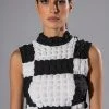 MET YOU SAN FRANCISCO COLORBLOCK SLEEVELESS PUFF CROP TOP