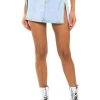 MIA DOUBLE SLIT MICRO MINI DENIM SKIRT