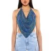 MIAMI CALLIN RHINESTONE CHAINMAIL TOP IN BLUE -akira shop miami callin rhinestone chainmail top in blue blue 1 1
