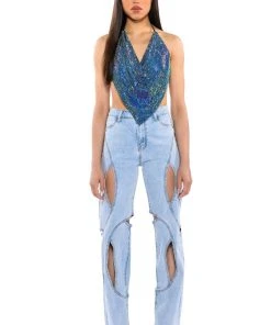 MIAMI CALLIN RHINESTONE CHAINMAIL TOP IN BLUE 11 MIAMI CALLIN RHINESTONE CHAINMAIL TOP IN BLUE -akira shop miami callin rhinestone chainmail top in blue blue 3 3