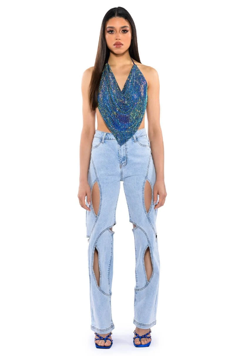 MIAMI CALLIN RHINESTONE CHAINMAIL TOP IN BLUE 5 MIAMI CALLIN RHINESTONE CHAINMAIL TOP IN BLUE - Image 3