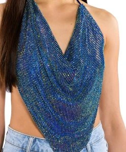 MIAMI CALLIN RHINESTONE CHAINMAIL TOP IN BLUE 15 MIAMI CALLIN RHINESTONE CHAINMAIL TOP IN BLUE -akira shop miami callin rhinestone chainmail top in blue blue 7 7