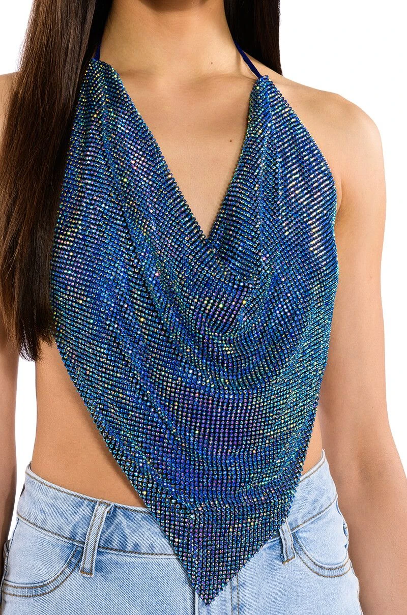 MIAMI CALLIN RHINESTONE CHAINMAIL TOP IN BLUE 9 MIAMI CALLIN RHINESTONE CHAINMAIL TOP IN BLUE - Image 7