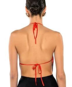 MIAMI ON THE LINE RHINESTONE CHAINMAIL TOP -akira shop miami on the line chainmail top red 5 5