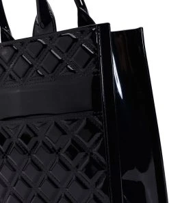 MINE OR YOURS QUILTED TOTE BAG -akira shop mine or yours quilted tote bag black 4 4