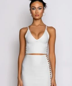 MISBEHAVED BANDAGE CUTOUT CROP TOP 16 MISBEHAVED BANDAGE CUTOUT CROP TOP -akira shop misbehaved bandage cutout crop top white 6 6