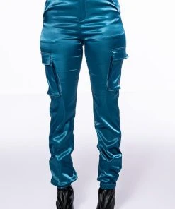 MISSION IMPOSSIBLE SATIN CARGO JOGGER PANTS -akira shop mission impossible satin cargo jogger pants navy 3 3