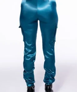 MISSION IMPOSSIBLE SATIN CARGO JOGGER PANTS -akira shop mission impossible satin cargo jogger pants navy 5 5