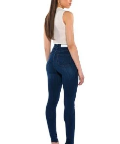 MODEL CALL HIGH RISE STRETCHY SKINNY JEANS -akira shop model call high rise stretchy skinny jeans dark blue 4 4