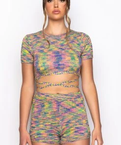 MONROE KEYHOLE BACK LIGHTWEIGHT WRAP KNIT TOP -akira shop monroe keyhole back lightweight wrap knit top multi 4 4