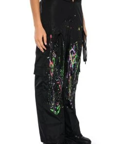 MY TIME PAINTED WIDE LEG PANTS 12 MY TIME PAINTED WIDE LEG PANTS -akira shop my time painted wide leg pants black multi 3 3