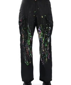 MY TIME PAINTED WIDE LEG PANTS 15 MY TIME PAINTED WIDE LEG PANTS -akira shop my time painted wide leg pants black multi 6 6