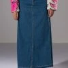 NATALIE DOUBLE SIDE SLIT DENIM SKIRT
