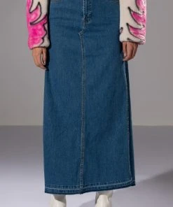 NATALIE DOUBLE SIDE SLIT DENIM SKIRT