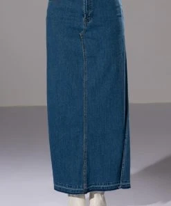 NATALIE DOUBLE SIDE SLIT DENIM SKIRT 14 NATALIE DOUBLE SIDE SLIT DENIM SKIRT -akira shop natalie double side slit denim skirt medium blue denim 5 5