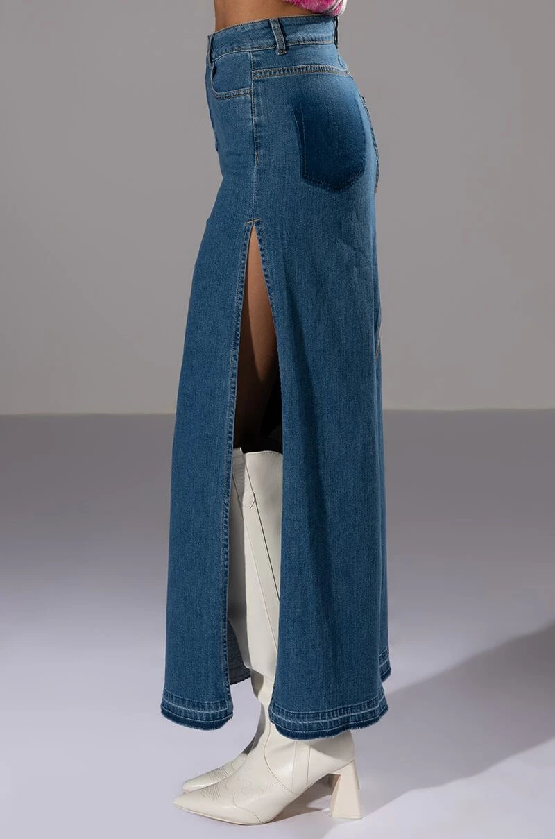 NATALIE DOUBLE SIDE SLIT DENIM SKIRT 8 NATALIE DOUBLE SIDE SLIT DENIM SKIRT - Image 6