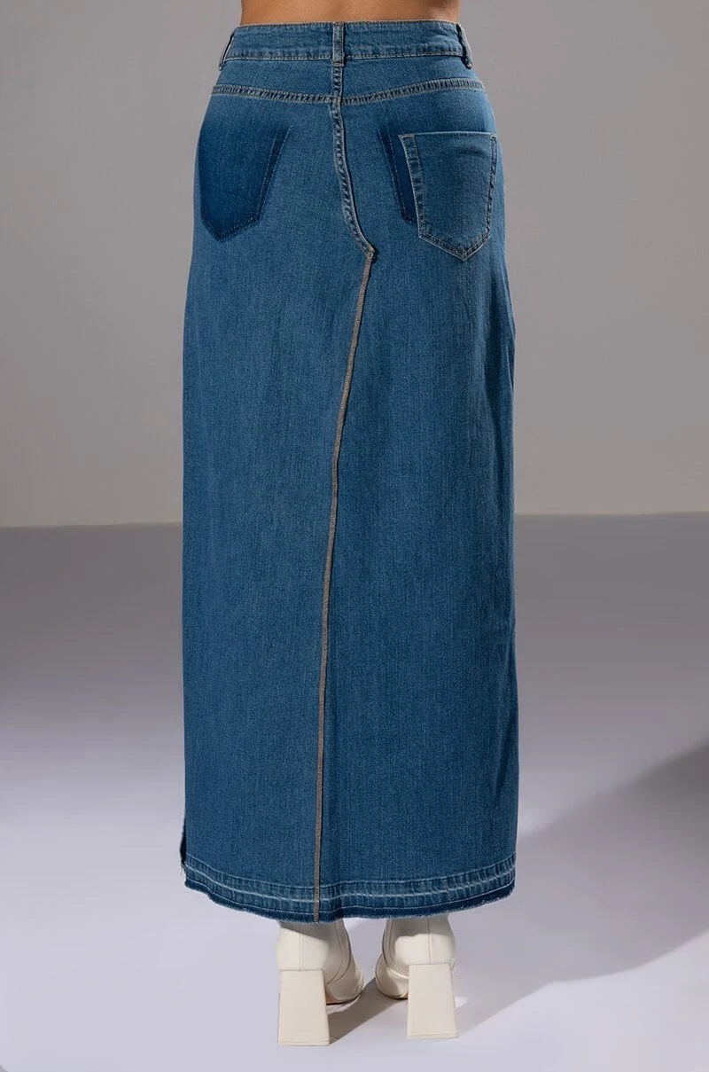 NATALIE DOUBLE SIDE SLIT DENIM SKIRT 9 NATALIE DOUBLE SIDE SLIT DENIM SKIRT - Image 7