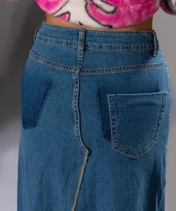 NATALIE DOUBLE SIDE SLIT DENIM SKIRT 17 NATALIE DOUBLE SIDE SLIT DENIM SKIRT -akira shop natalie double side slit denim skirt medium blue denim 8 8