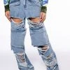 NEVER STRESSED DISTRESSED RELAXED FIT JEANS