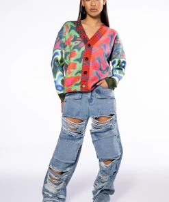 NEVER STRESSED DISTRESSED RELAXED FIT JEANS 9 NEVER STRESSED DISTRESSED RELAXED FIT JEANS -akira shop never stressed distressed relaxed fit jeans light blue denim 2 2