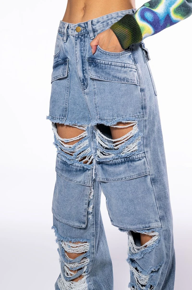 NEVER STRESSED DISTRESSED RELAXED FIT JEANS 8 NEVER STRESSED DISTRESSED RELAXED FIT JEANS - Image 6