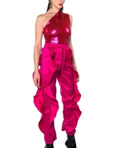 NEW ROMANTIC RUFFLE DETAILED JOGGER IN PINK -akira shop new romantic ruffle detailed jogger in pink pink 10 10 c1