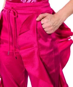 NEW ROMANTIC RUFFLE DETAILED JOGGER IN PINK -akira shop new romantic ruffle detailed jogger in pink pink 14 14