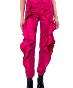 NEW ROMANTIC RUFFLE DETAILED JOGGER IN PINK -akira shop new romantic ruffle detailed jogger in pink pink 6 6