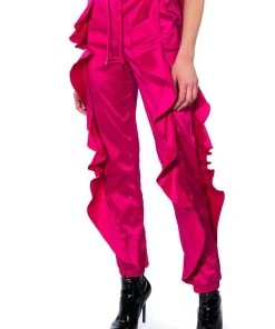 NEW ROMANTIC RUFFLE DETAILED JOGGER IN PINK -akira shop new romantic ruffle detailed jogger in pink pink 7 7
