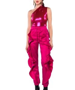 NEW ROMANTIC RUFFLE DETAILED JOGGER IN PINK -akira shop new romantic ruffle detailed jogger in pink pink 8 8 c1