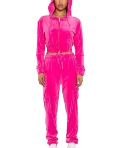 NEW RULES VELVET CARGO JOGGER -akira shop new rules velvet cargo jogger pink 4 4