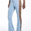 NEW SENSATION CHAIN DETAIL HIGH WAISTED FLARE JEANS