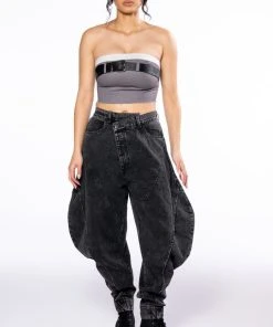 NEW YOU ABSTRACT VOLUME DENIM PANT -akira shop new you abstract volume denim pant black denim 8 8